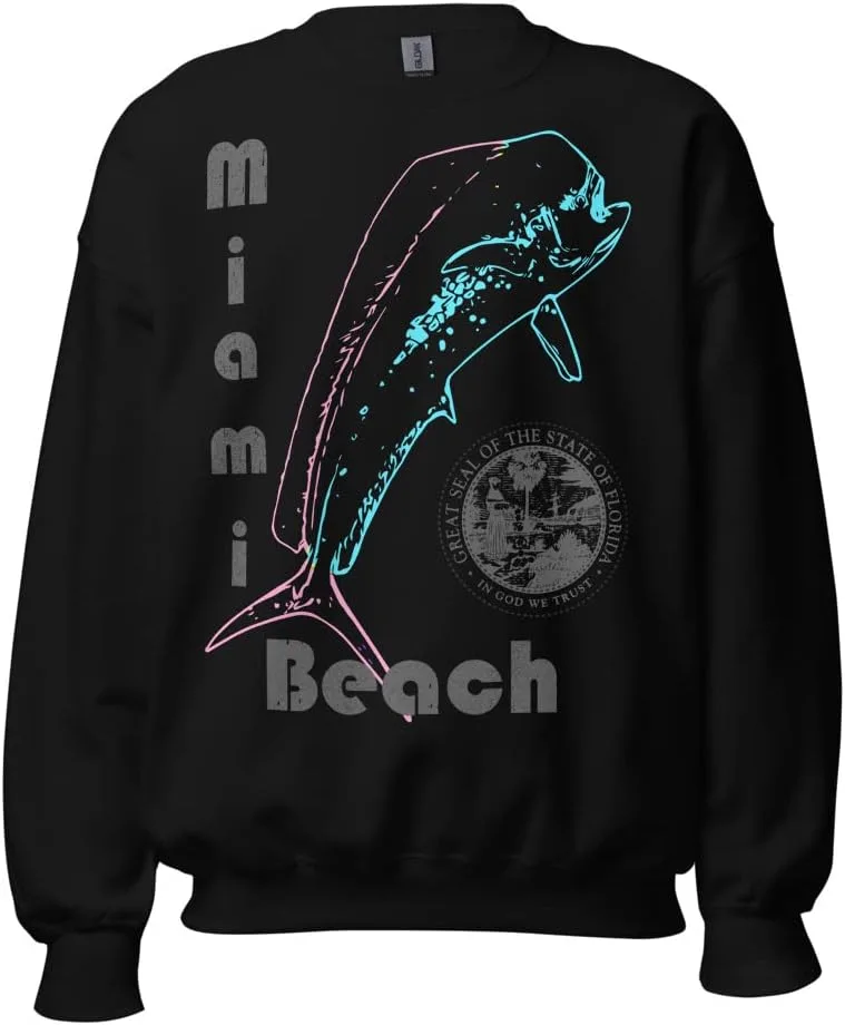 

Свитшот Unisex Miami Beach Florida Bull Dolphin Fish Mahi Mahi JG Infinite