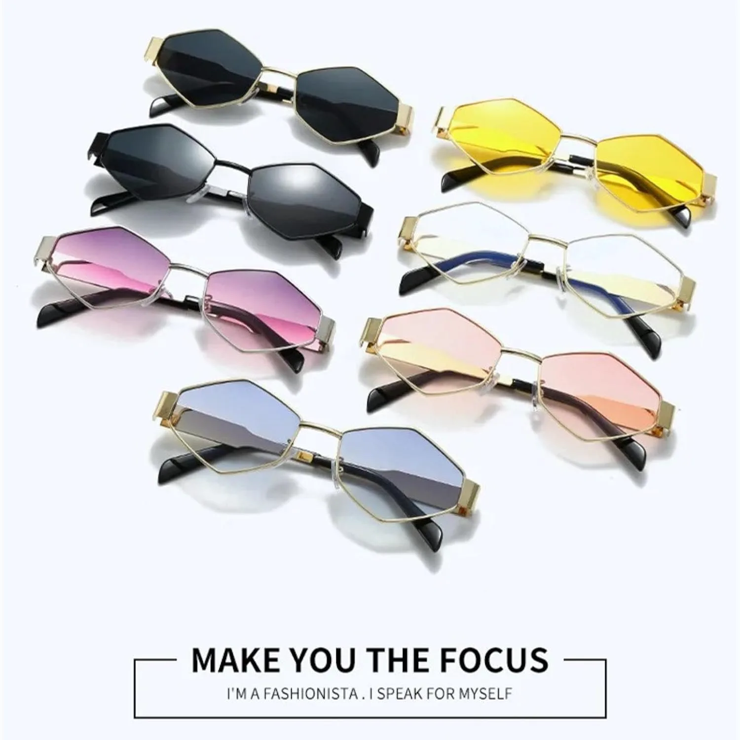 

Солнцезащитные очки в стиле стимпанк, роскошные, неправильной формы, ромбовидные, для женщин и мужчин, маленькая оправа, винтажные, популярные TYUVIVO, Gold Yellow