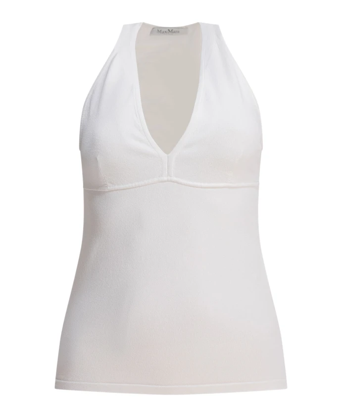 

Белый топ без рукавов из вискозы, американский вырез горловины. Max Mara, белый