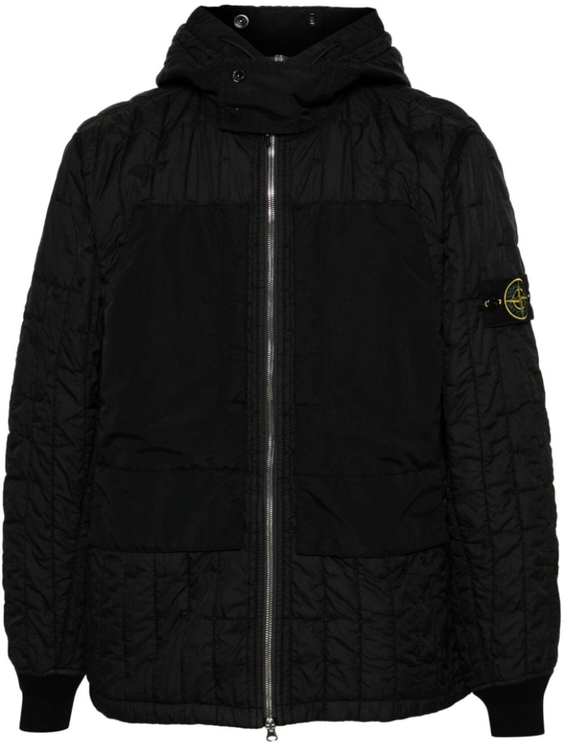 

Stone Island стеганая куртка с капюшоном и нашивкой Compass, черный
