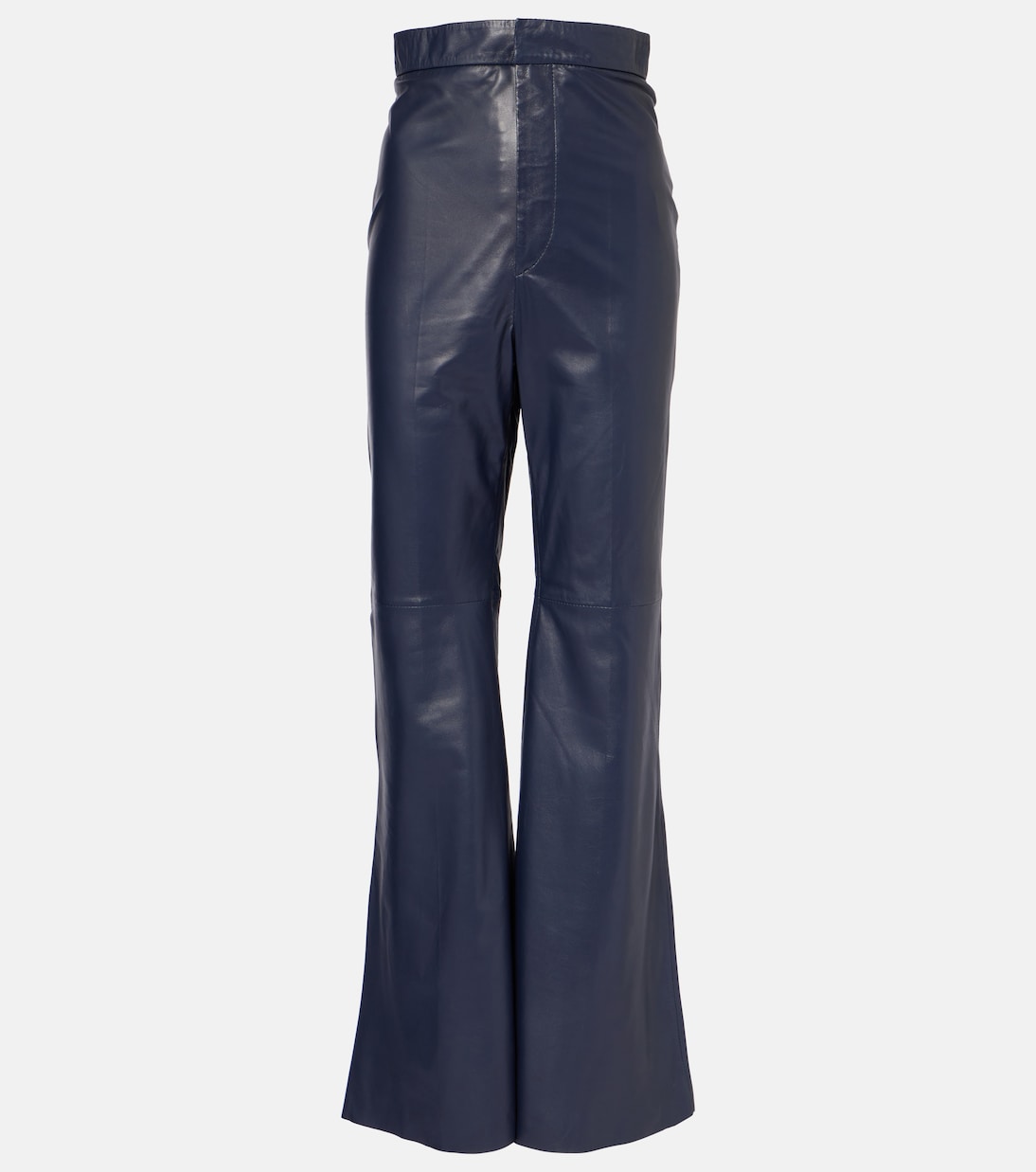 

Расклешенные кожаные брюки с высокой талией Victoria Beckham, Ink Blue