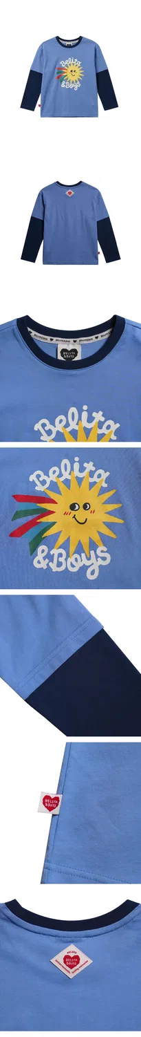 Детская многослойная футболка с длинным рукавом Sun тёмно-синяя от Belita&Boys — фото 4