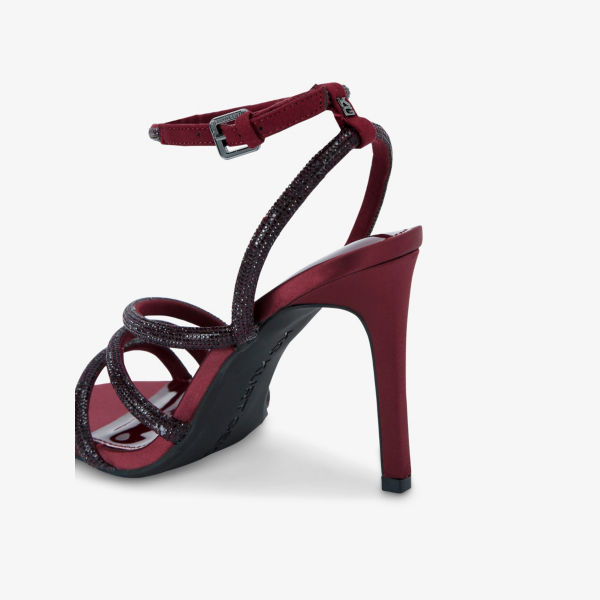 Босоножки Kg Kurt Geiger сатиновые на каблуке, бордовый — фото 3