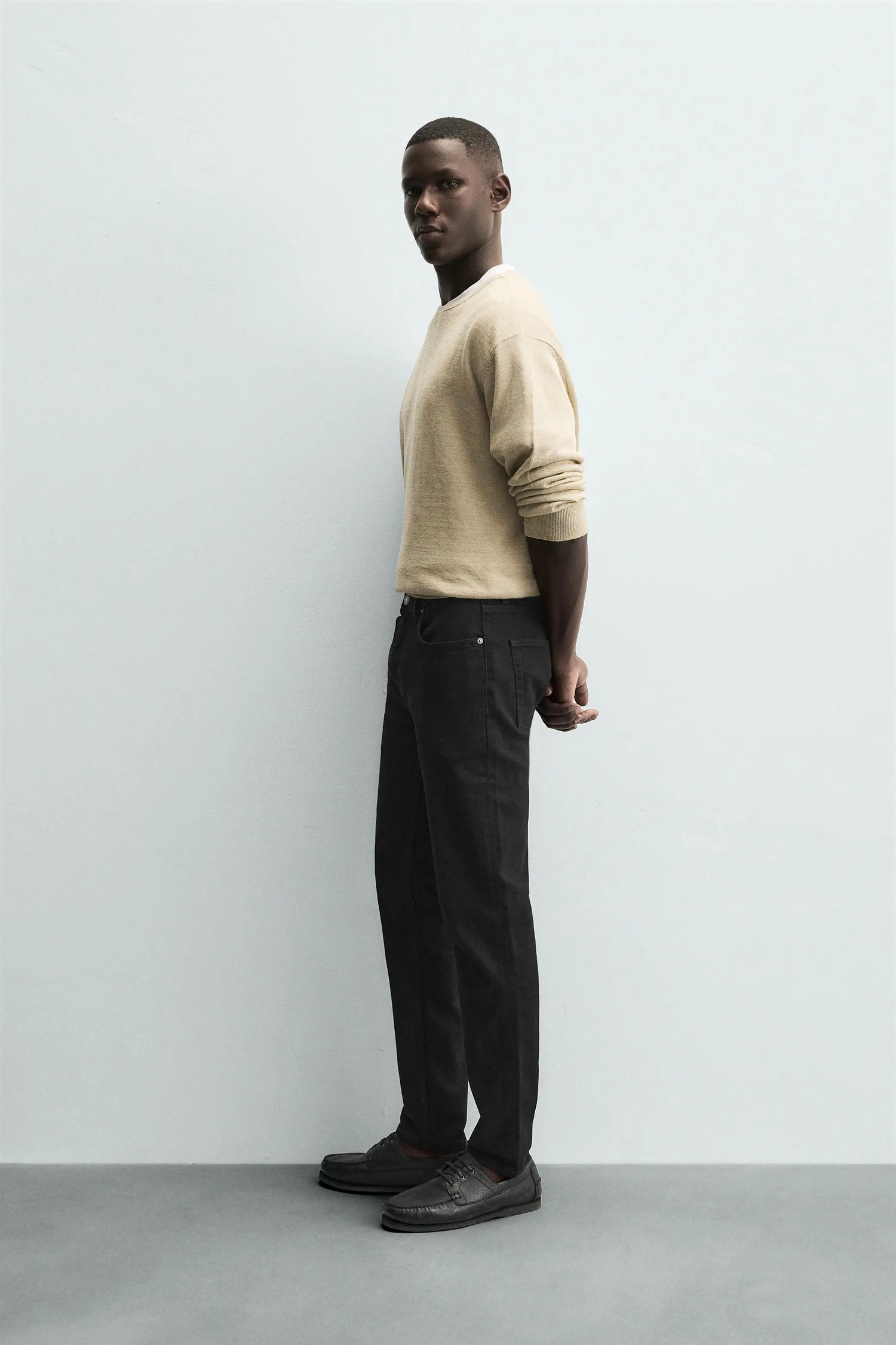 Базовые джинсы зауженного кроя Zara, черный — фото 4