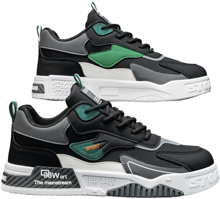 

Мужские повседневные кеды HCHCTRY для скейтборда - низкие, с круглым носком, на шнуровке, с верхом из ПУ, для ежедневной носки и повседневного использования, черный