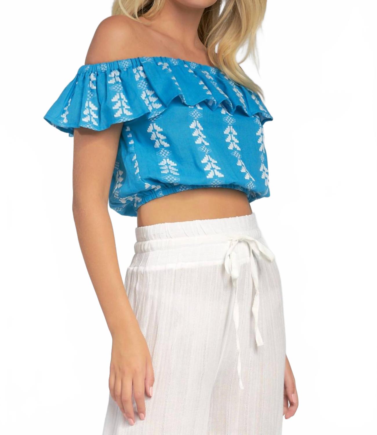 

Топ без бретелей с рюшами в цвете аква ELAN, Aqua