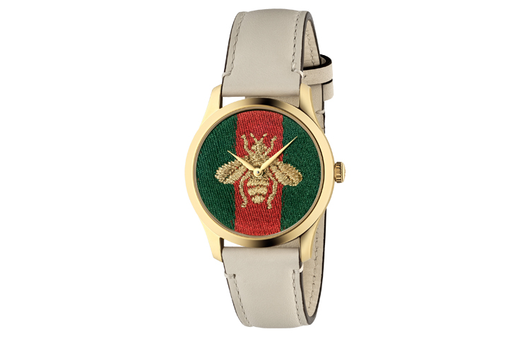 

Часы женские GUCCI G-Timeless Collection с кварцевым механизмом, кожаным ремешком и зеленым циферблатом