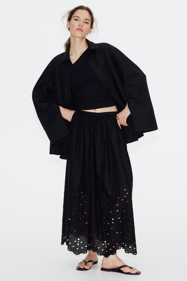 

Юбка с вышивкой ришелье H&M, черный