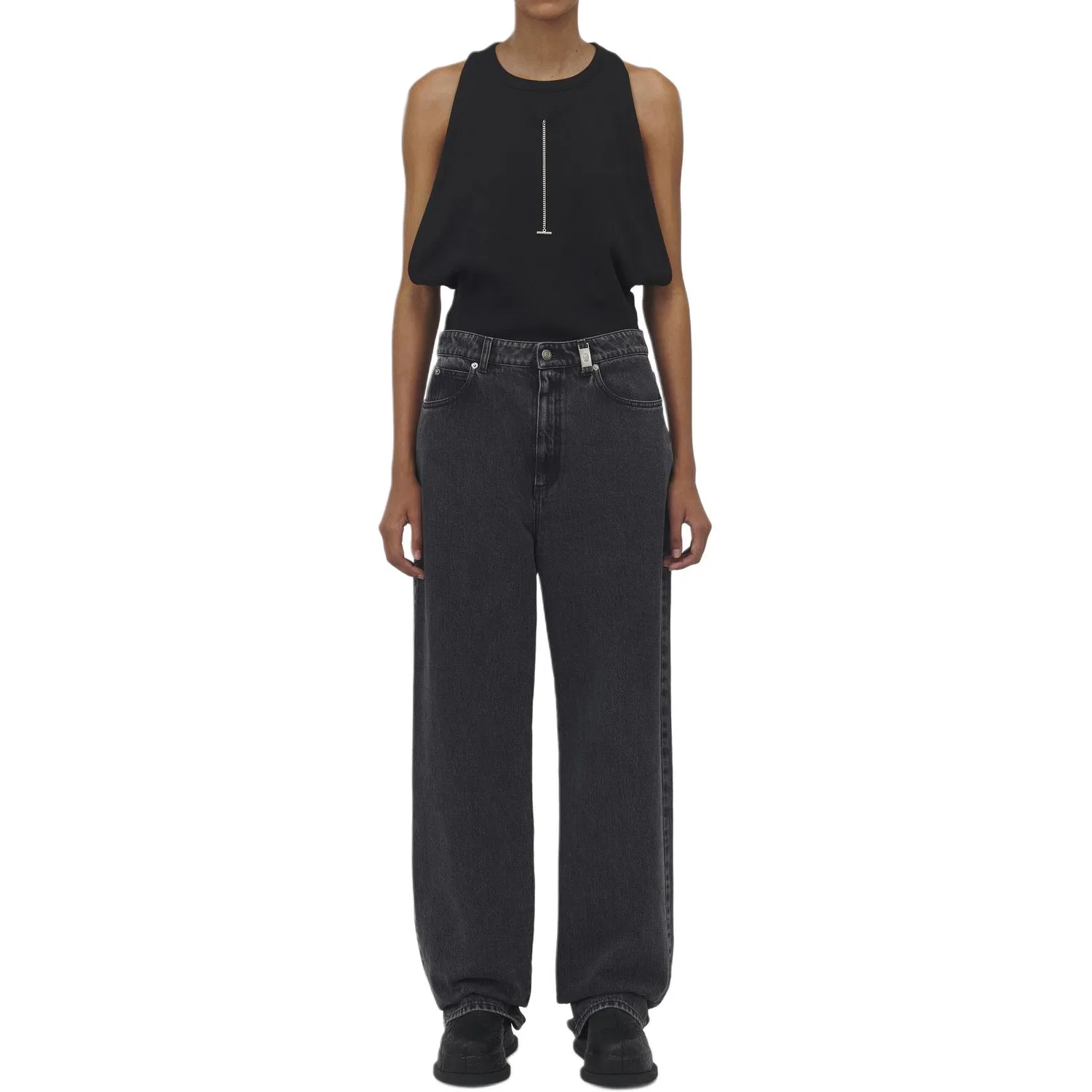 Топ с вырезом каре Cut And Sew Alexander McQueen, Black — фото 3