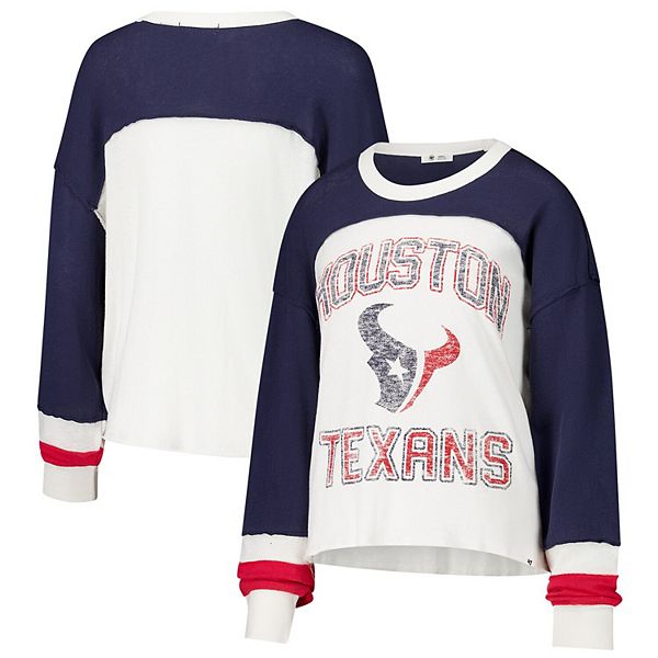 

Женский кроп-топ '47 cream houston texans double header curve raglan с длинными рукавами 47 Brand