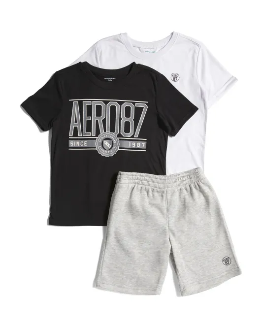 

Комплект футболок и флисовых шорт из 3 предметов для Big Boys Aeropostale Kids, цвет Multi