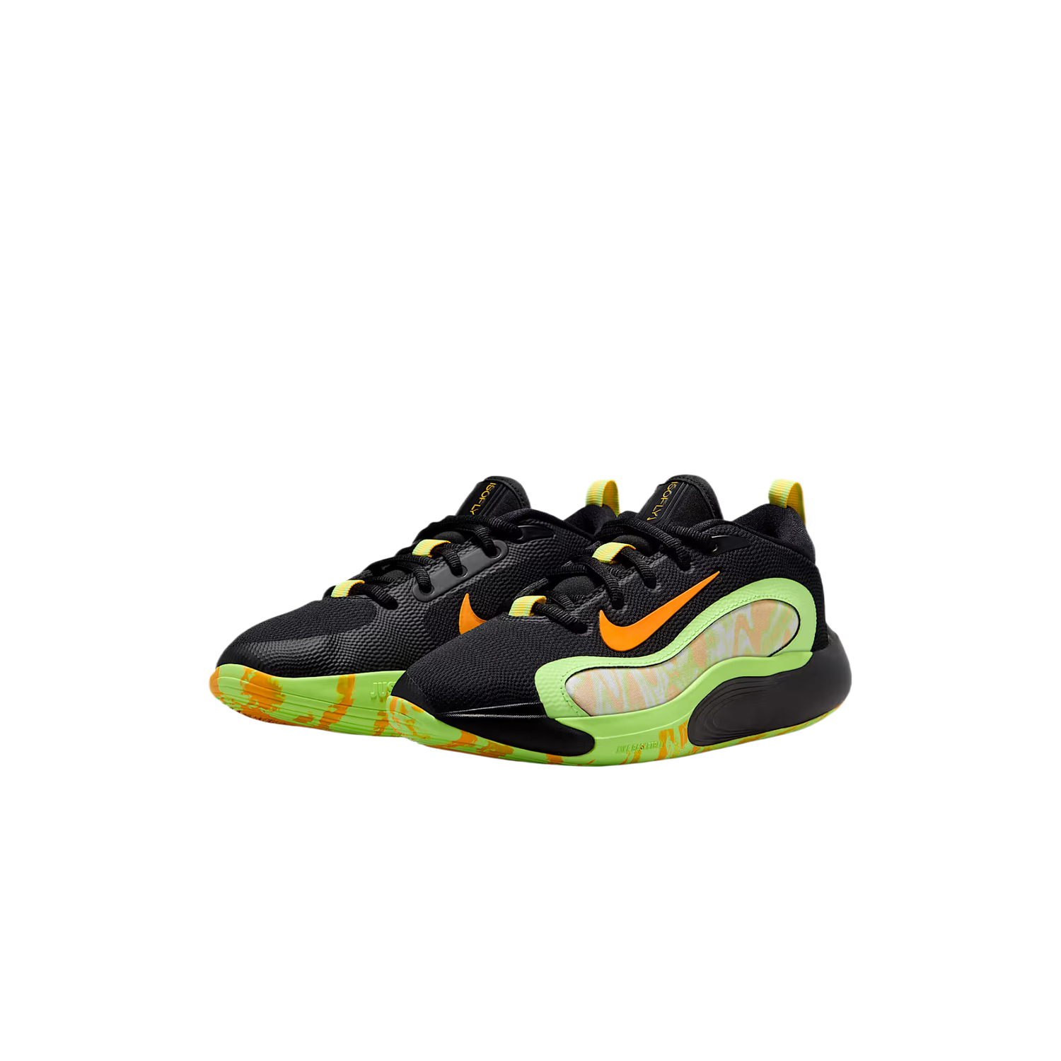 ISOFLY Rebound And Breathable Low top Детские баскетбольные кроссовки Unisex Nike, черный/explosion зеленый желтый/laser оранжевый — фото 4