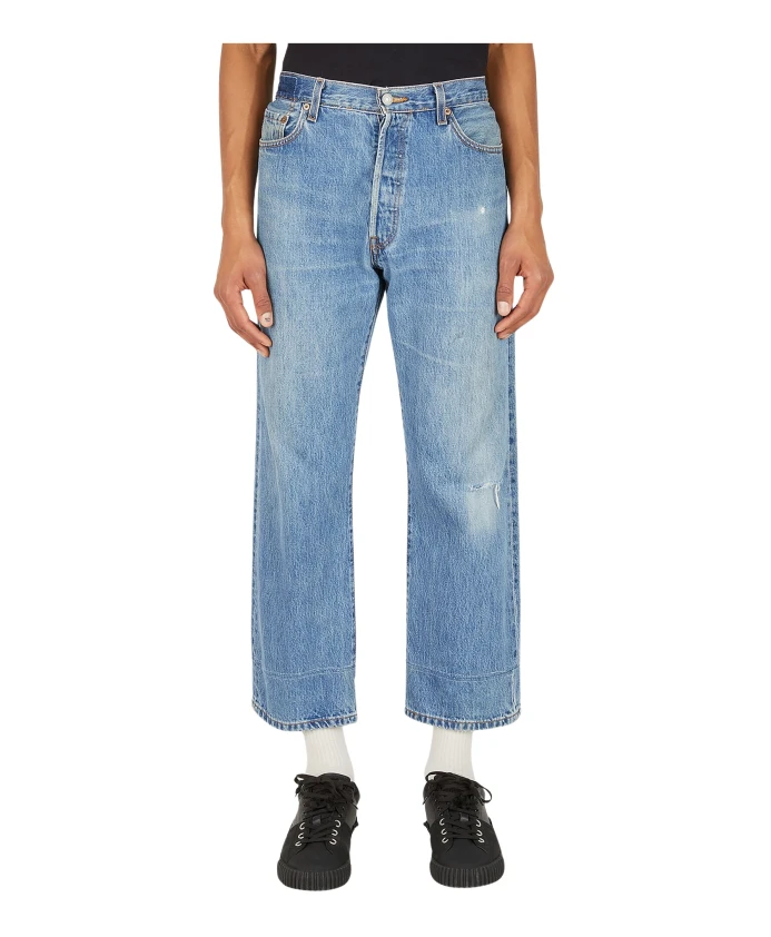 

Джинсы с широкими штанинами, выцветшие в процессе стирки Bonum, синий