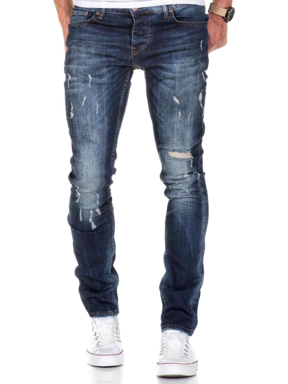 

Джинсы Amaci&Sons Slim Fit Destroyed FRESNO, темно синий