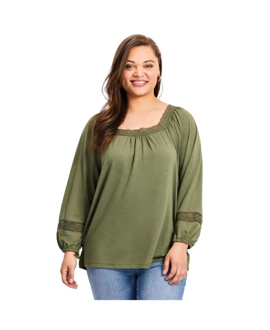 

Женская блузка с кружевной отделкой AVENUE, Olive green