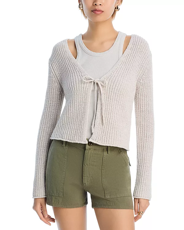 

Кардиган с V-образным вырезом и завязкой спереди Velvet By Graham & Spencer, белый