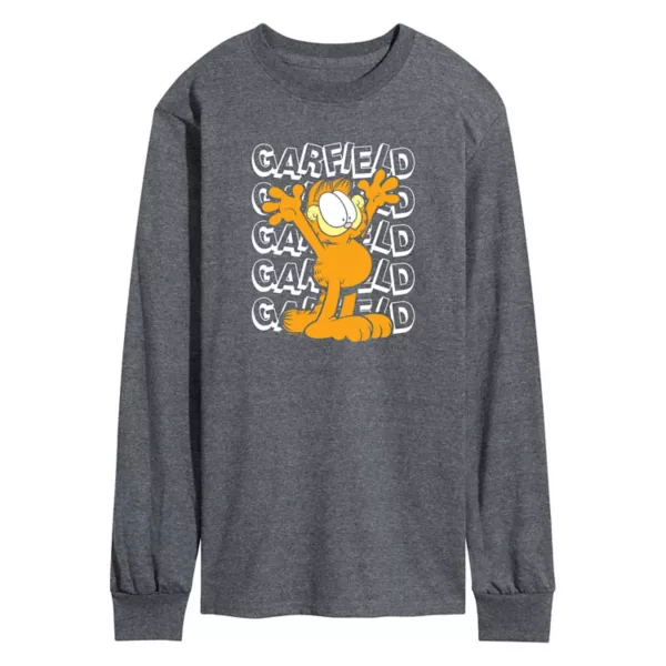 

Мужская футболка с длинным рукавом и повторяющимся принтом Garfield Licensed Character, серый