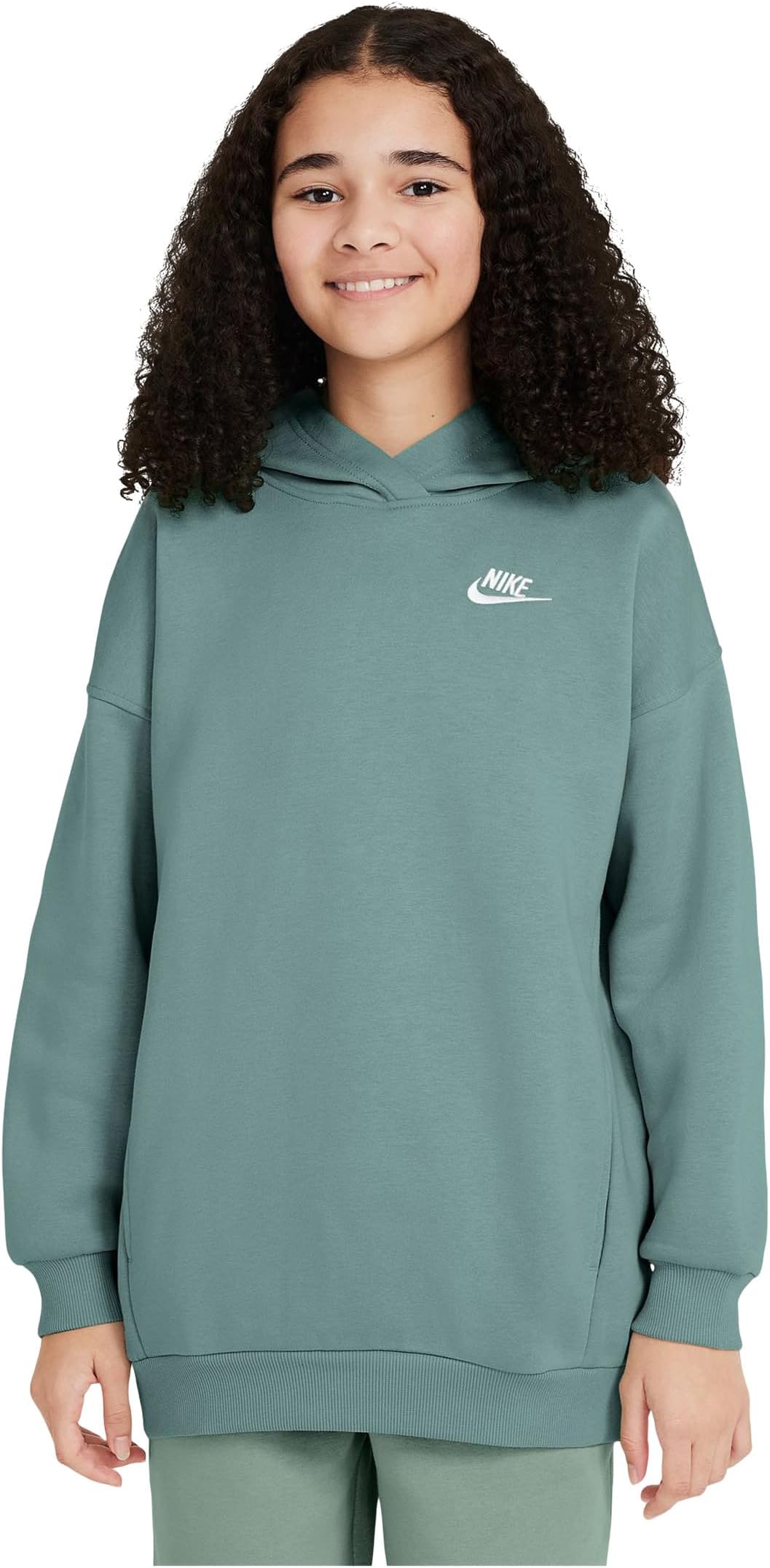 

Худи Nike Kids Sportswear Club Fleece Oversized Pullover Hoodie, цвет Cannon/Cannon/White