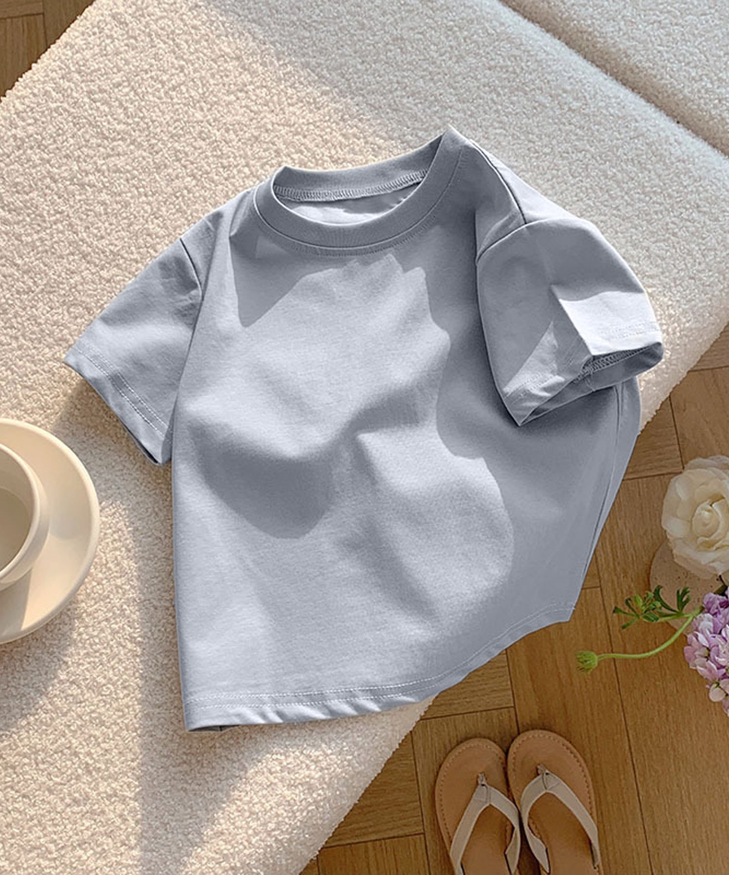 Детская однотонная футболка Aimoha Kids, blue