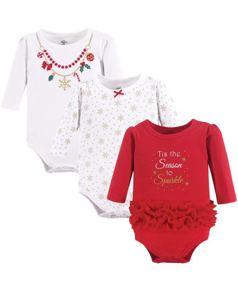 Набор из 3 боди с длинными рукавами Treasure Little Treasure, Christmas Necklace