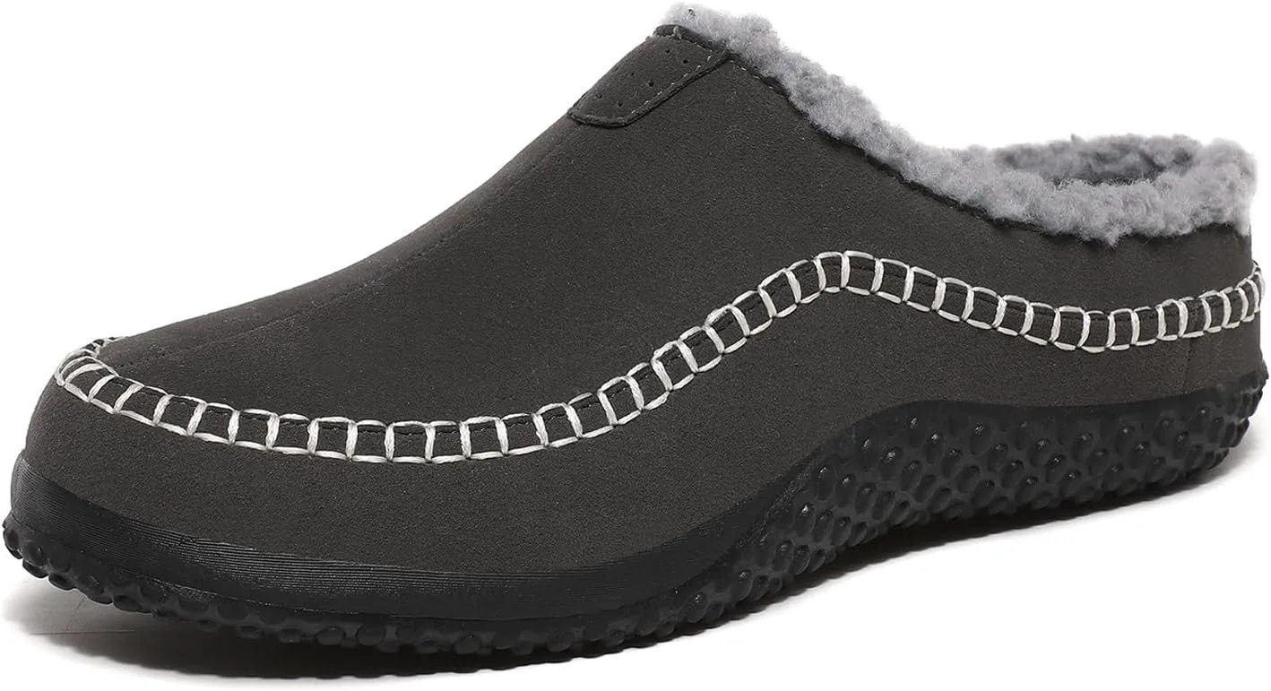 

Мужские теплые домашние тапочки Eliogn, уютные мокасины для мужчин, противоскользящие домашние туфли, удобные замшевые тапочки с резиновой подошвой для использования дома и на улице, серый