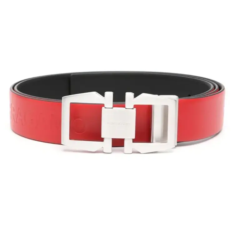 

Ferragamo Мужской ремень из телячьей кожи красно-черный шириной 3,2 см, Red/Black