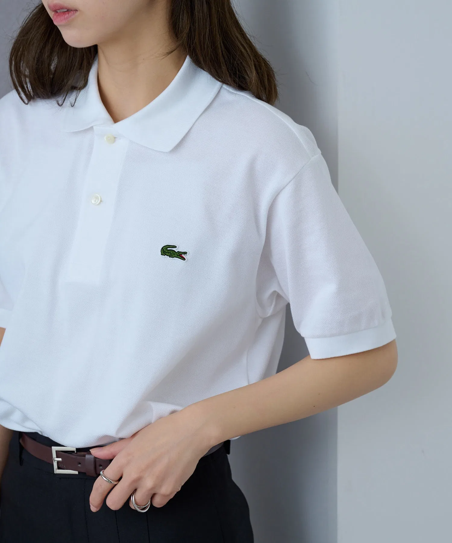 Поло Lacoste L1212, классический дизайн, однотонный