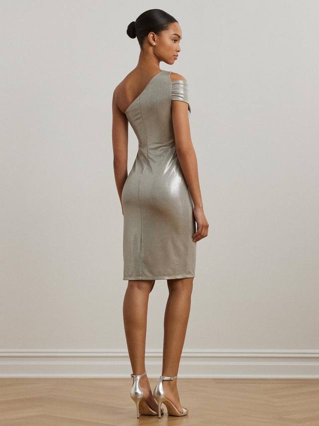 Платье коктейльное Lauren Arethusa с одним плечом Ralph Lauren, Nickel/Silver Foil — фото 4