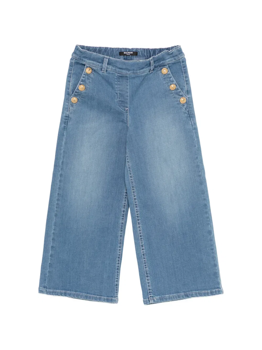 Джинсы, украшенные пуговицами Balmain Kids, синий