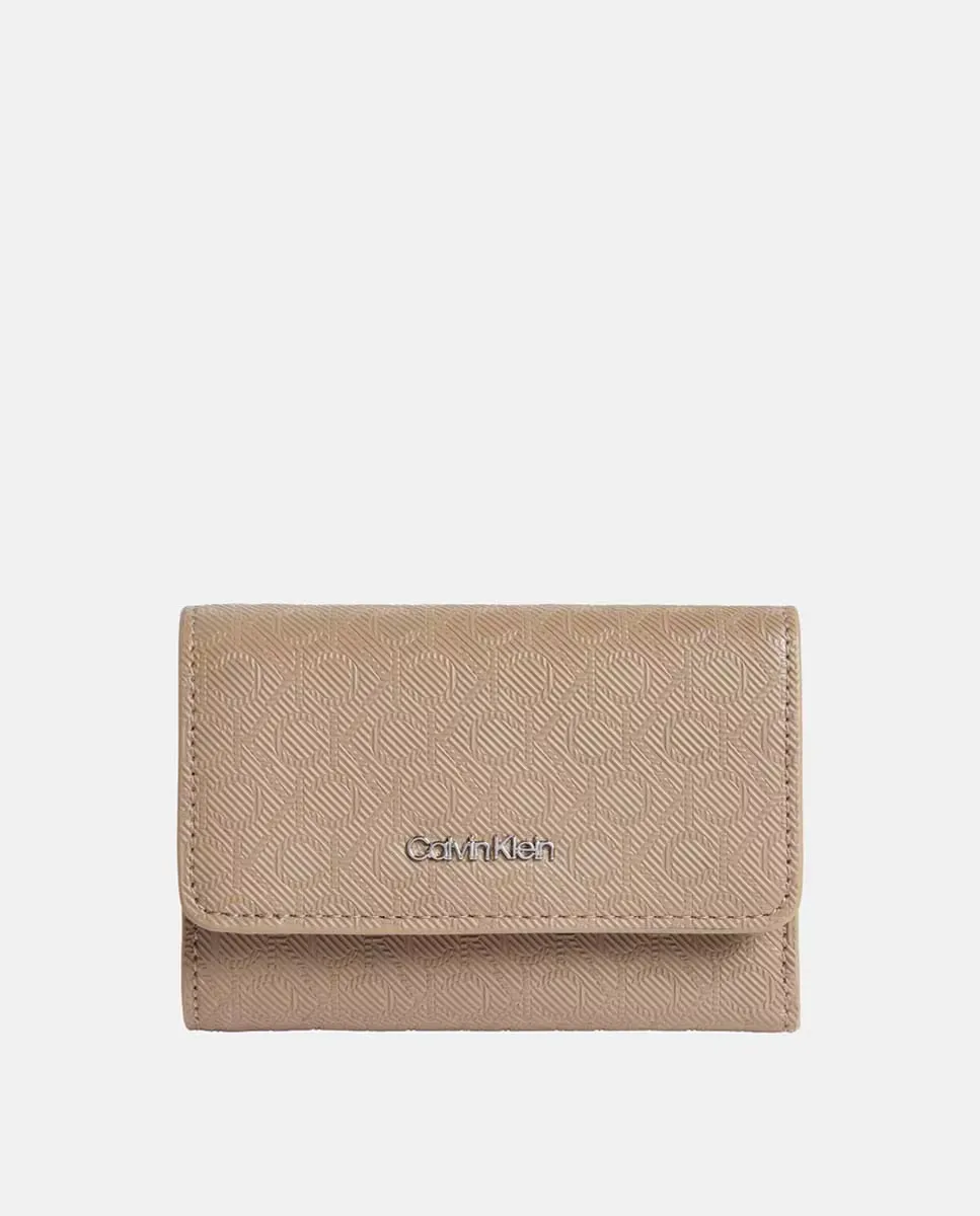 

Тройной кошелек с монограммой Calvin Klein, бежевый
