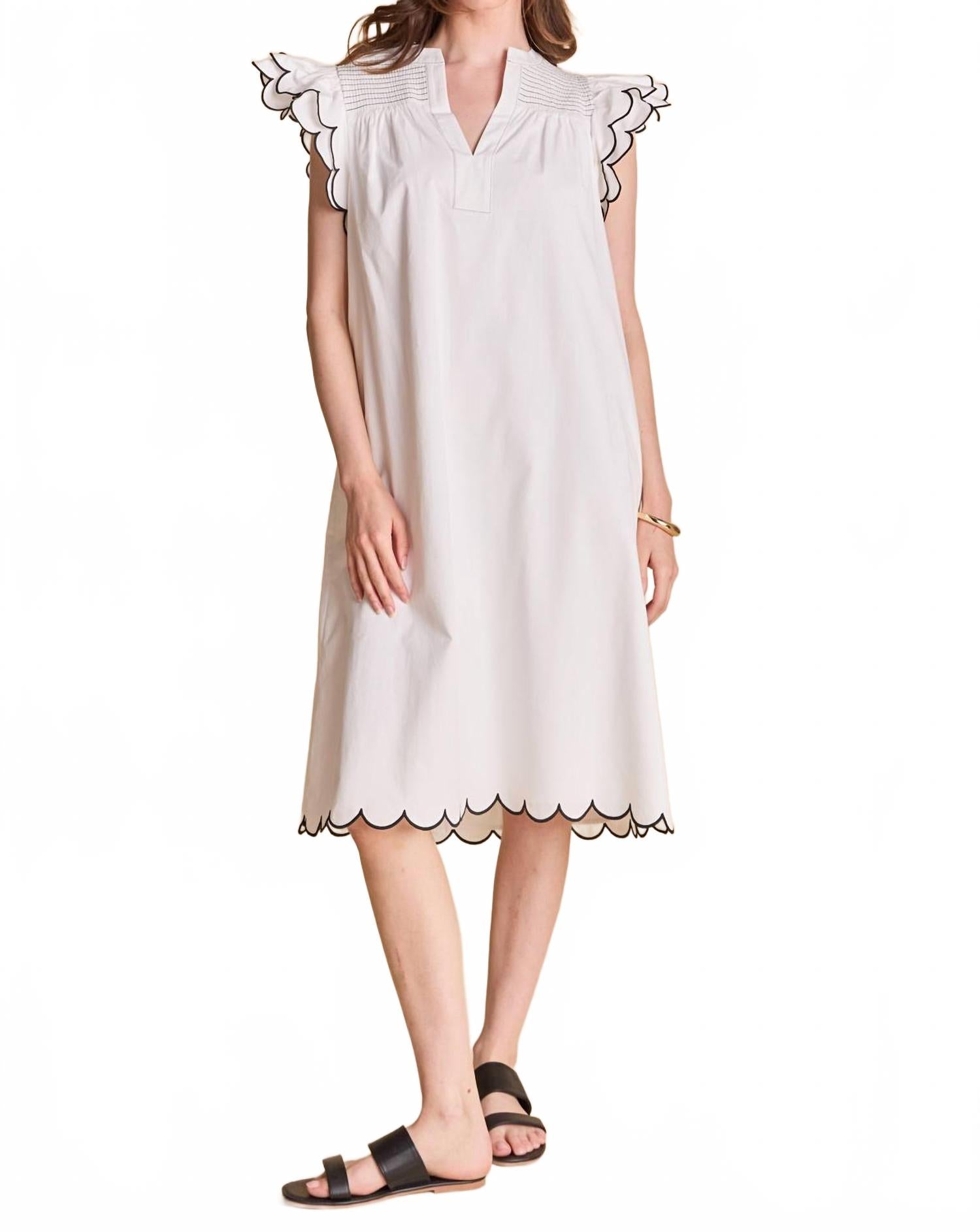 

Белое платье миди с рукавами-фонариками English Factory