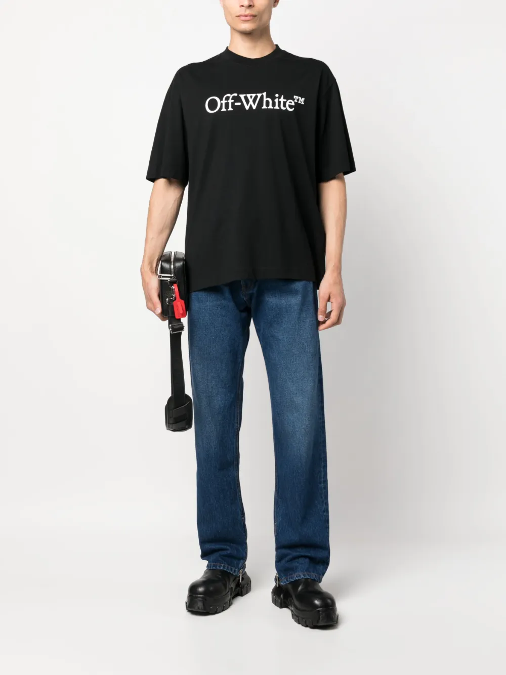 Прямые джинсы с завышенной талией OFF-WHITE, синий — фото 2