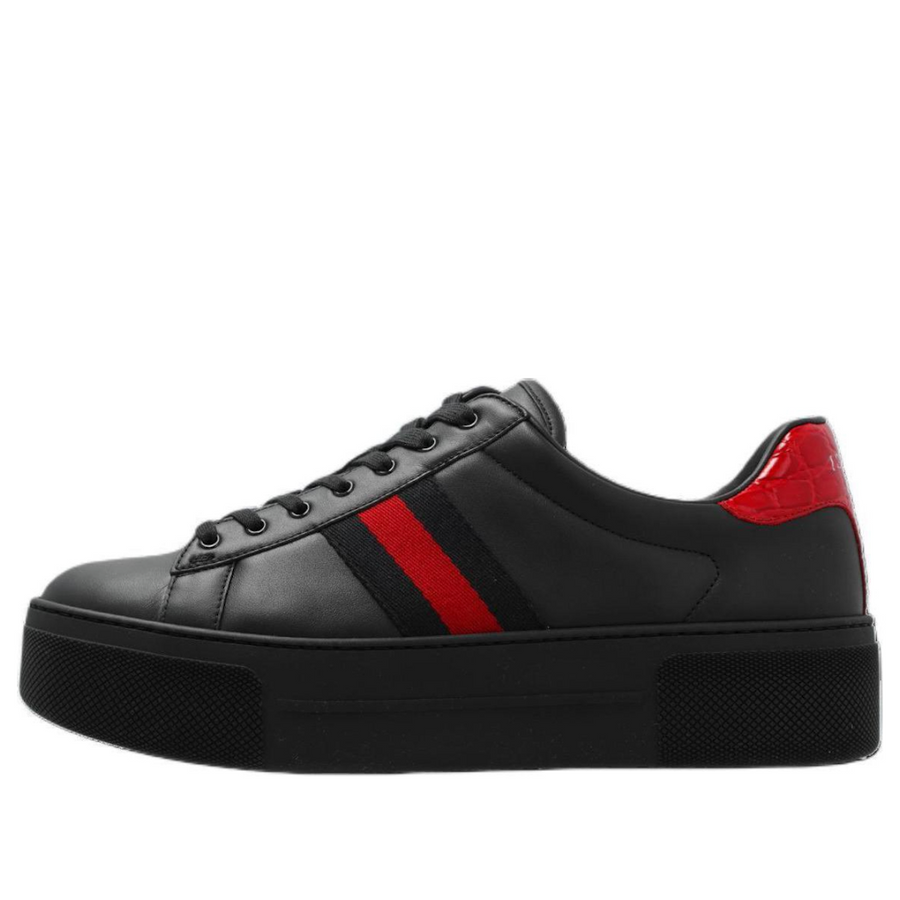 Кроссовки (WMNS) Gucci Ace Leather Platform 'Black', черный
