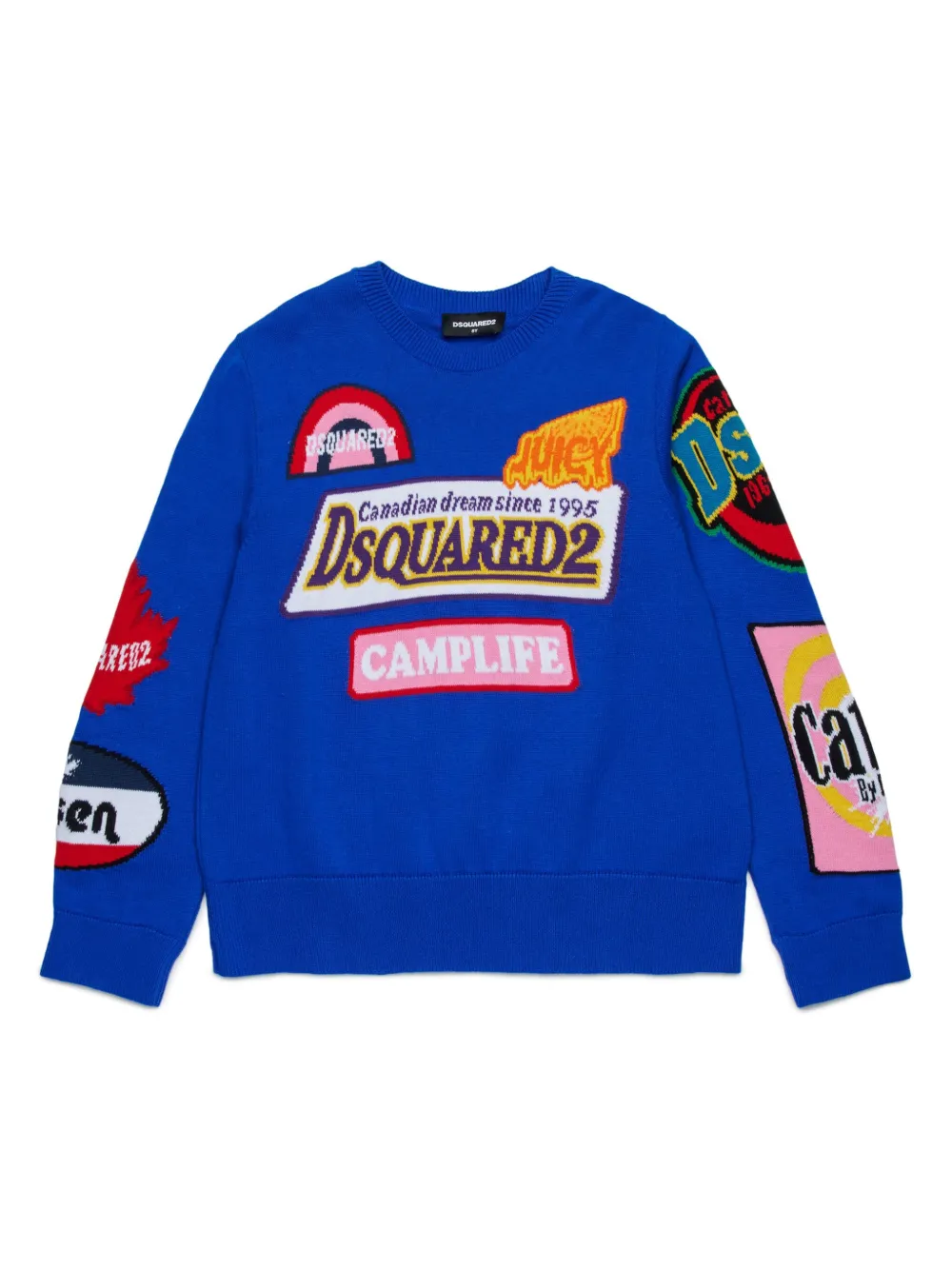 

Свитер вязки интарсия с логотипом DSQUARED2 KIDS, синий