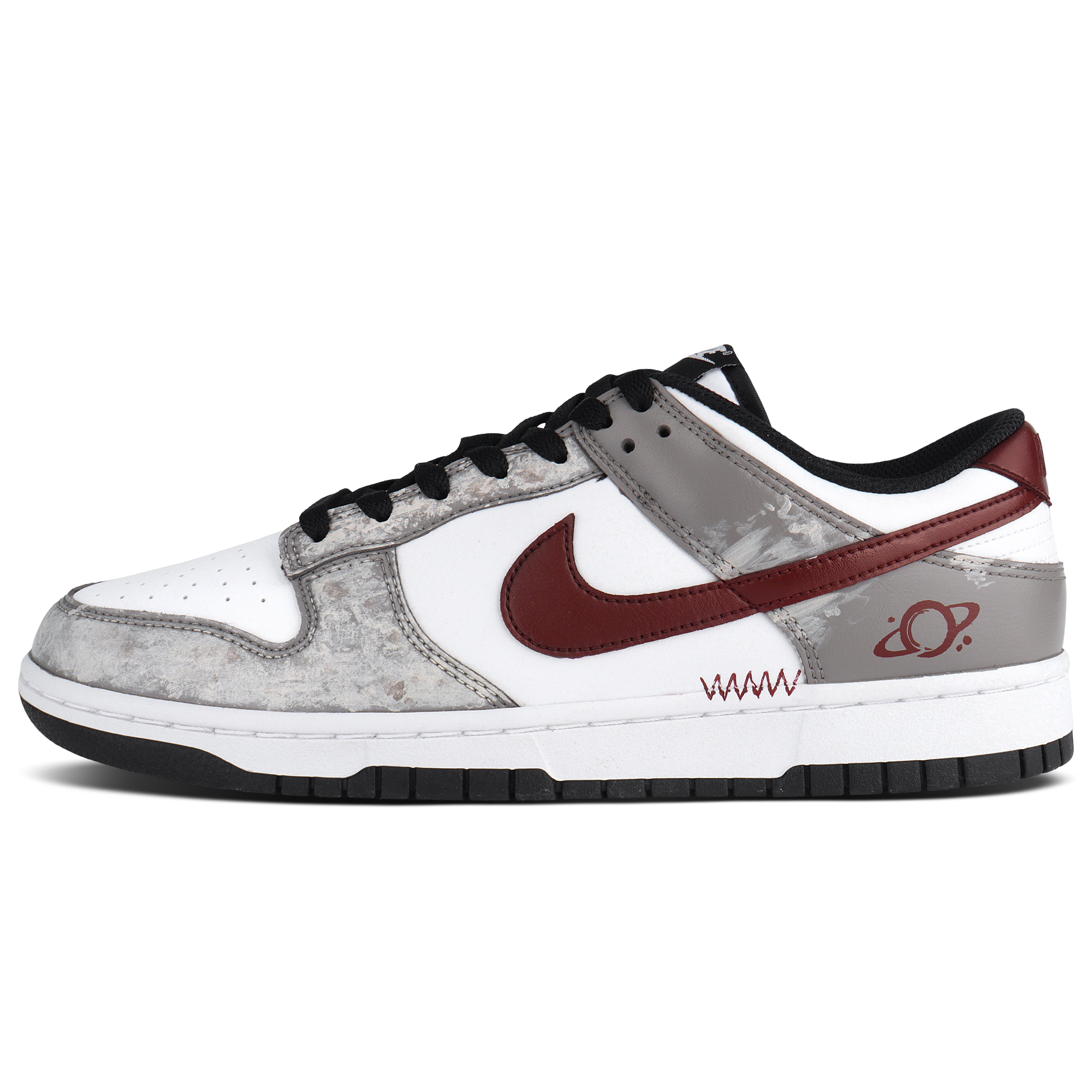 

Nike Dunk Abrasion Resistant Slip Resistant низкие кроссовки для скейтбординга Unisex серый белый красный