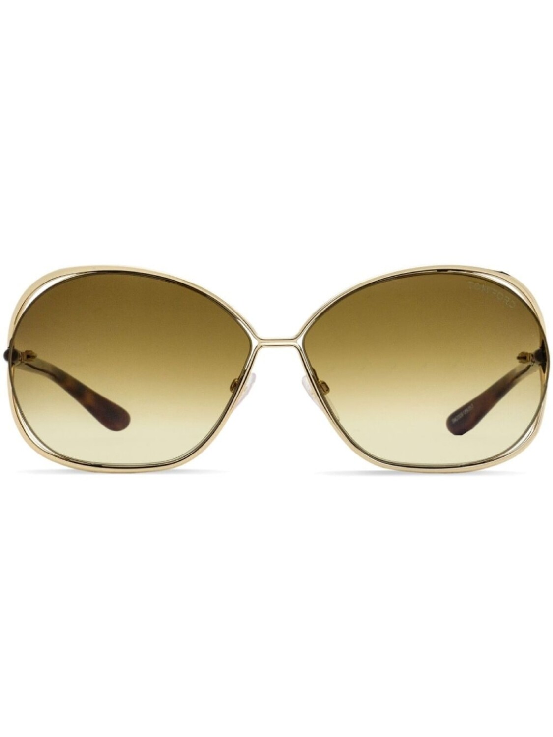 

TOM FORD Eyewear солнцезащитные очки Carla в круглой оправе, золотистый