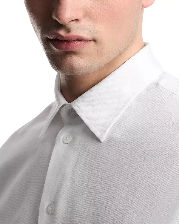 Спортивная рубашка из хлопка и льна с текстурой Emporio Armani, White — фото 4