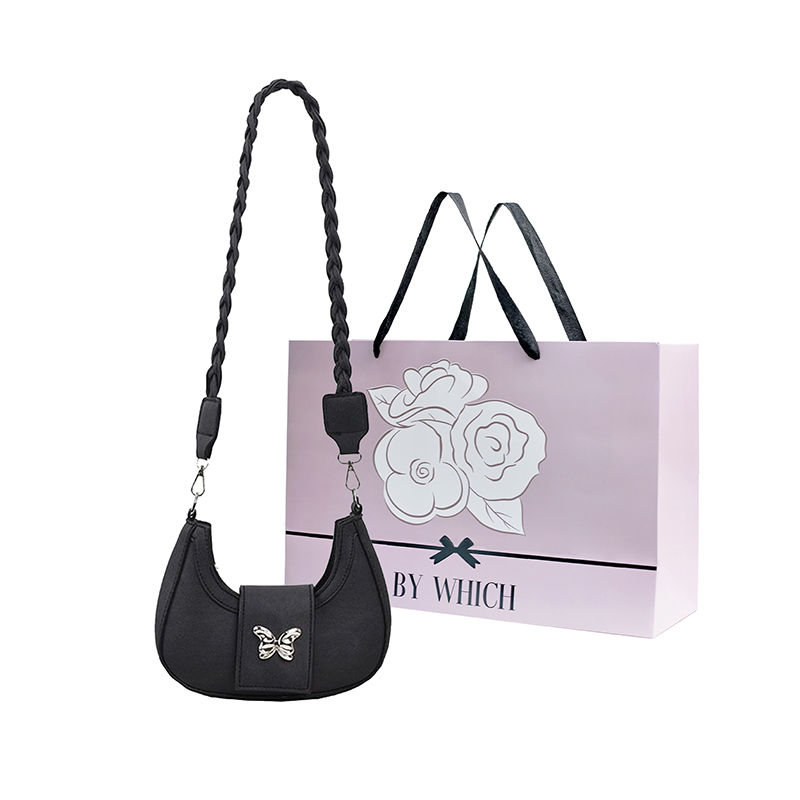 

Bywhich Женская сумка через плечо серебристая, Black-Moonlit Camellia Shopping Bag