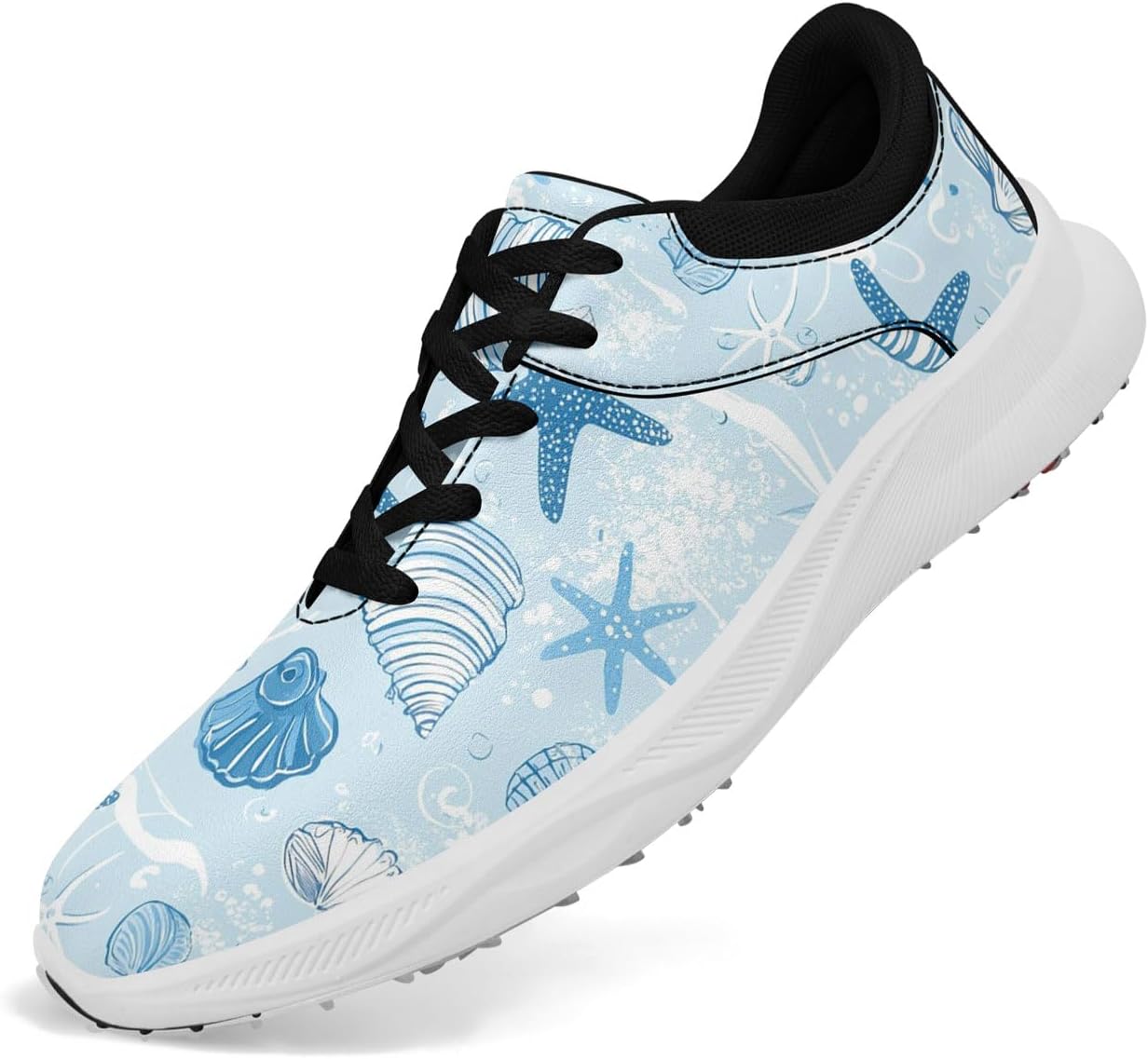 

Водонепроницаемые гольф-туфли без шипов для мужчин и женщин - с гавайским океанским принтом, легкие, дышащие и удобные для гольфа и повседневной носки Awsole, синий