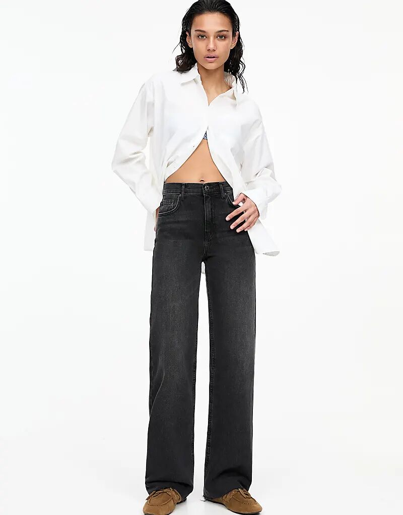 

Джинсы Pull&Bear прямого кроя с высокой талией черного цвета