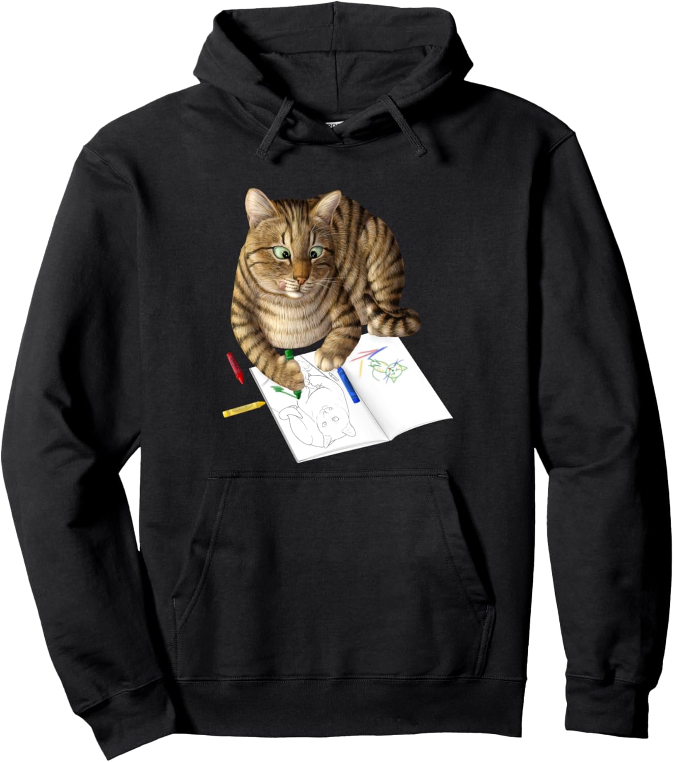 

Кот, нарисованный мелками. Раскраска с котенком. Толстовка Cute Costumed Cats And Kittens, черный