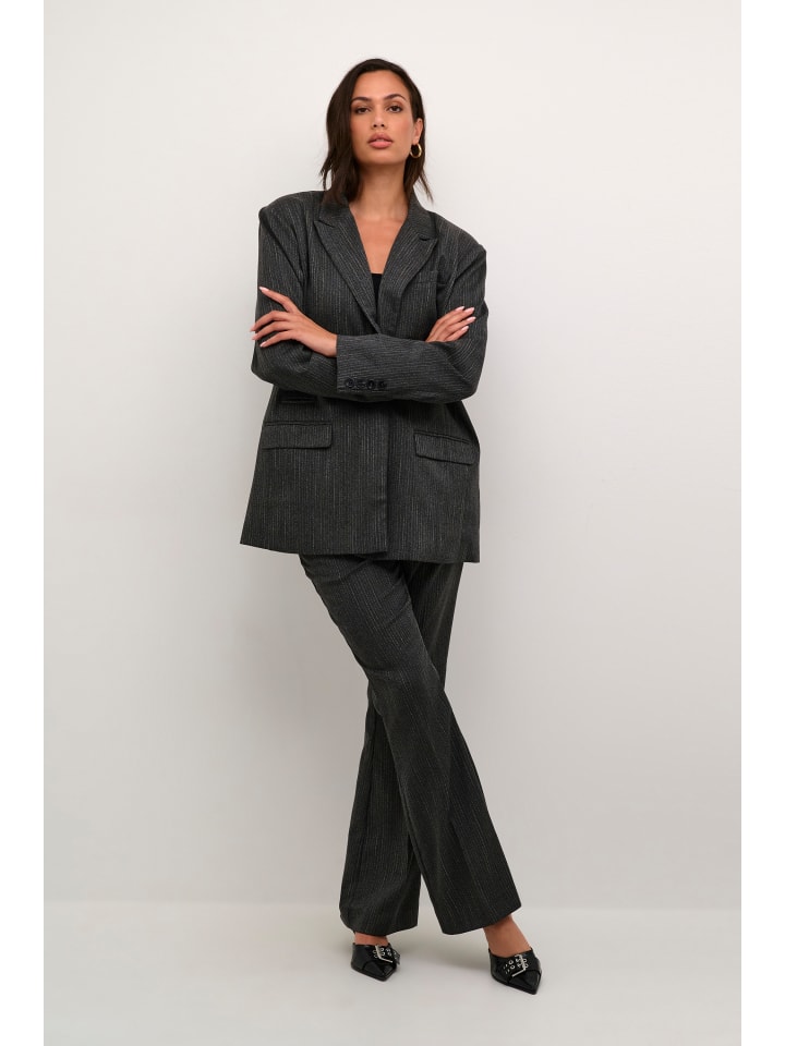 

Блейзер Kaffe, цвет dark grey melange pinstripe