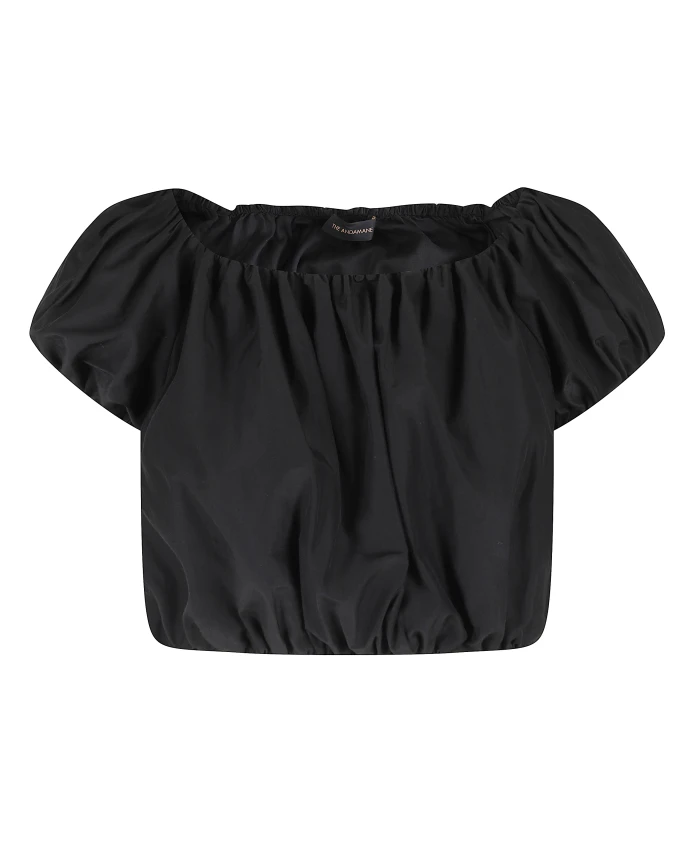 

Черный топ из хлопковой тафты с открытыми плечами Andamane, черный