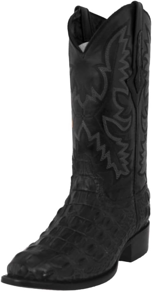 

Мужские ковбойские сапоги El Presidente Mens Western, черная кожа, узор под аллигатора на задней части, круглый носок