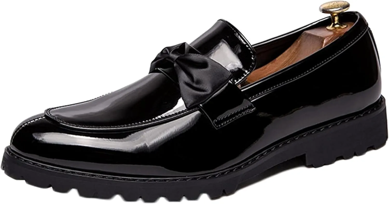 Fu Shi Men's Casual Low Cut Daily Driving Spring/Summer Lacquer Leather Uniform Shoes Generic, черный — фото 2