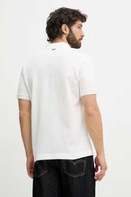 Поло хлопковое классическое Lacoste, белый — фото 3