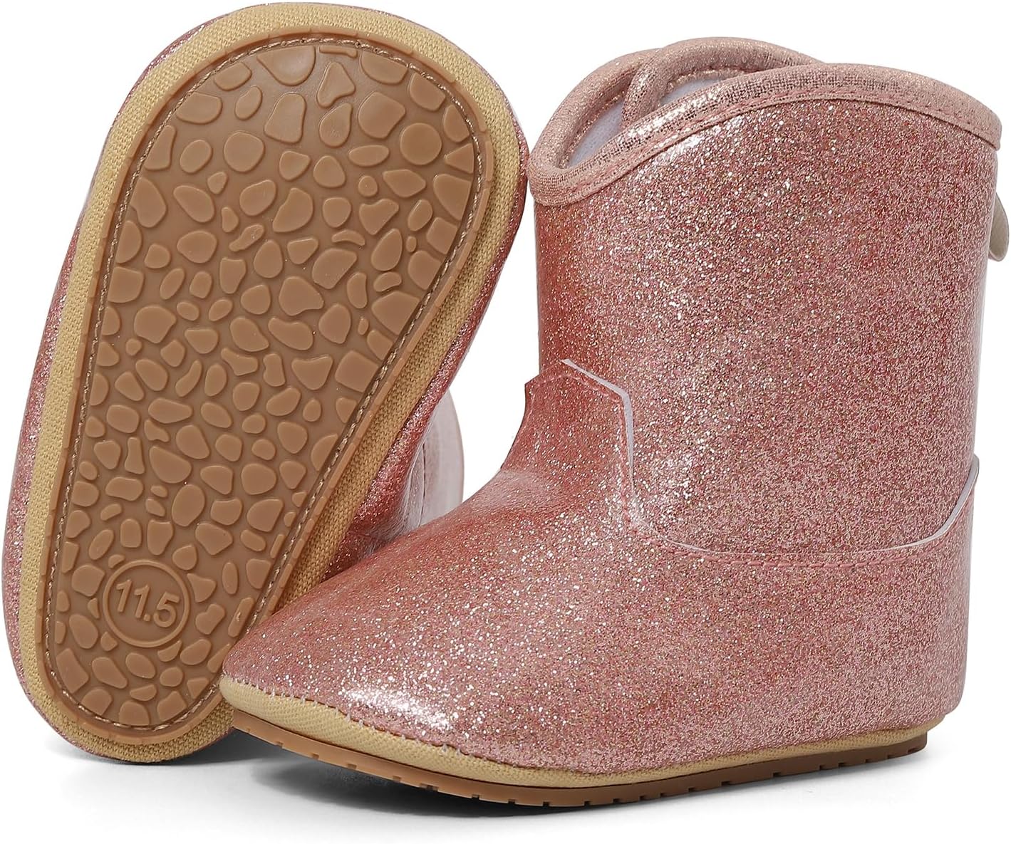 Детские вестерн-сапоги для девочек с вышивкой ESTAMICO, Glitter Rose Gold — фото 4