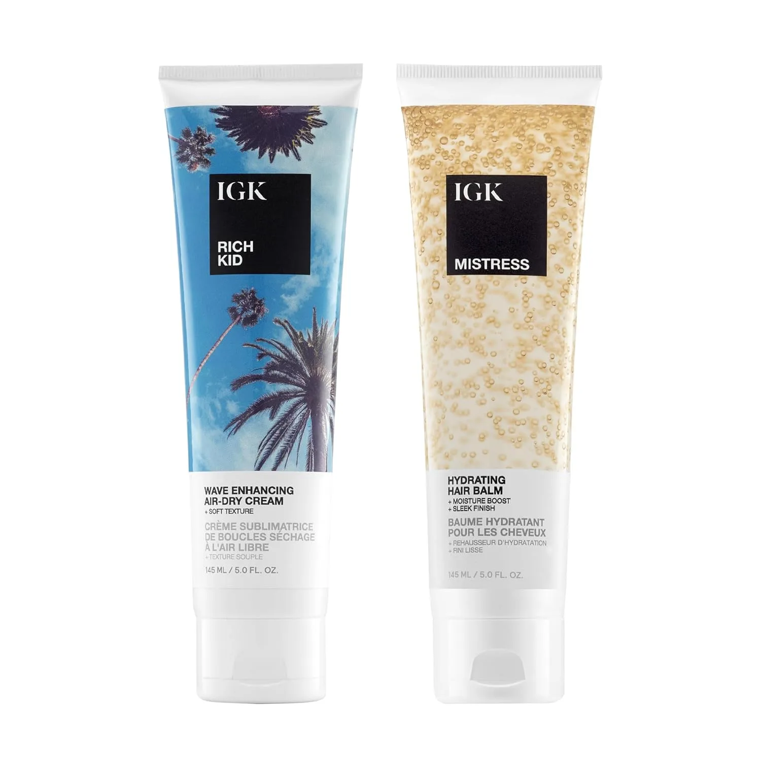 IGK Rich Kid Hair Wave Enhancing Gel-Cream + Mistress Hydrating Hair Balm - дуэт для укладки и увлажнения для мягкости, блеска и контроля над пушистостью - Vegan & Cruelty-Free