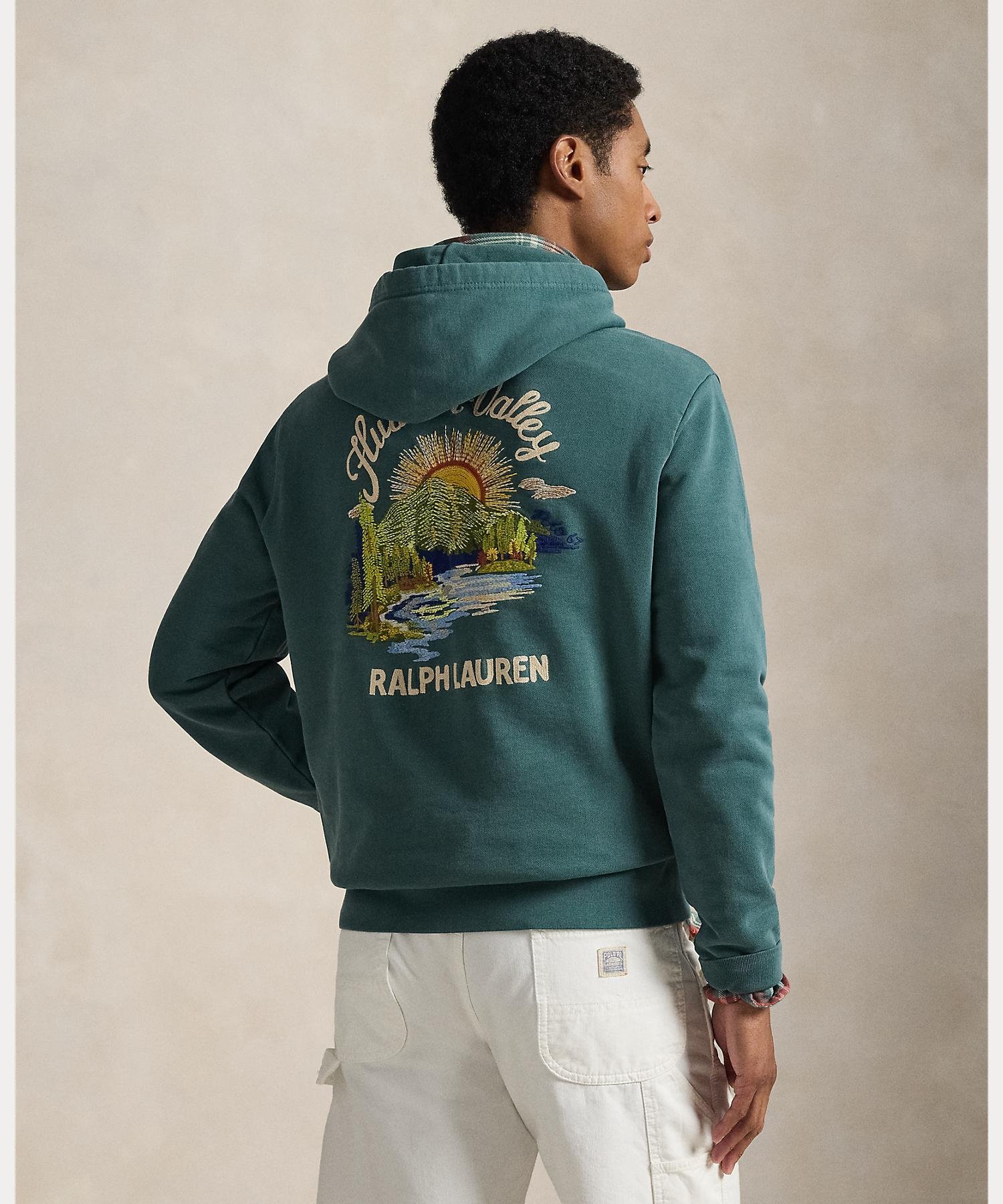 Худи с графическим принтом из флиса Loopback Polo Ralph Lauren, 300 Green — фото 3