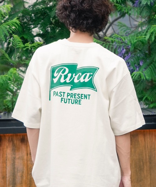 

Мужская футболка с коротким рукавом, принтом на спине и логотипом RVCA, кремовый